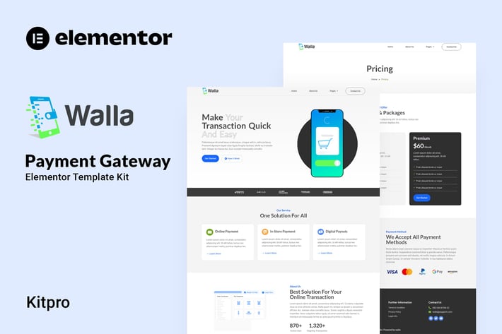 Walla - Payment Gateway Elementor Template Kit