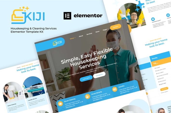 Kiji - Houskeeping & Cleaning Services Elementor Template Kit
