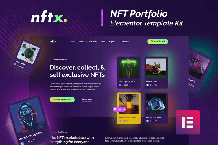 NFTx - NFT Portfolio Elementor Template Kit