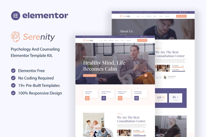 Serenity - Psychology & Counseling Elementor Template Kit