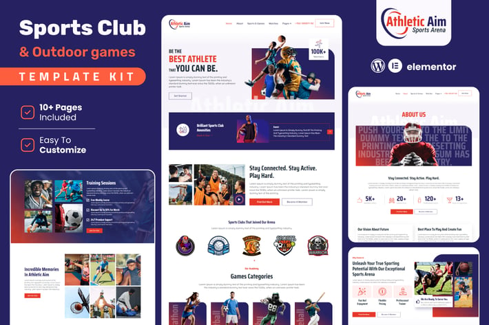 Athletic Aim – Sports Club & Outdoor Games Elementor Template Kit