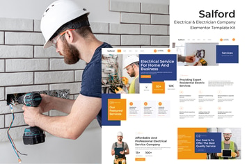 Salford - Electrical & Electrician Service Company Elementor Pro Template Kit