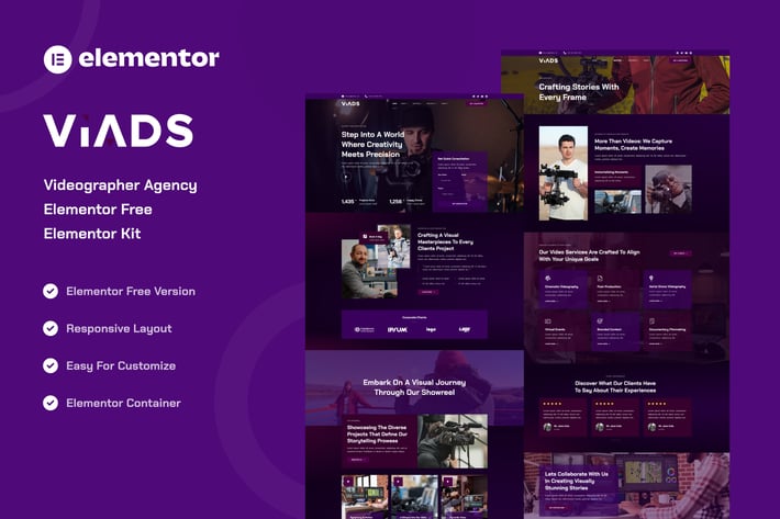 Viads - Videographer Agency Elementor Template Kit
