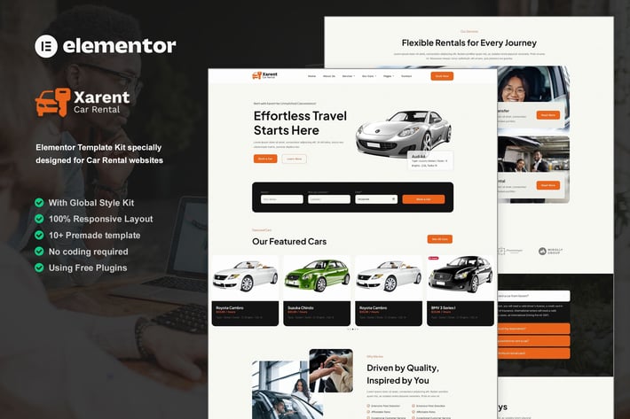 Xarent - Car Rental Elementor Template Kit