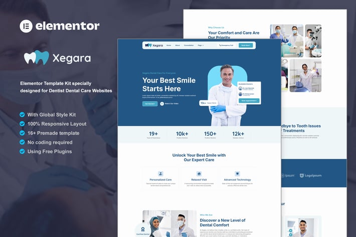 Xegara - Dentist Dental Care Elementor Template Kit