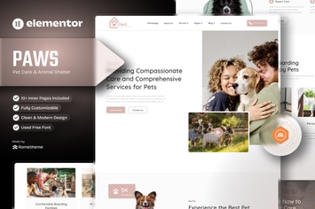 Paws - Pet Care and Animal Shelter Elementor Template Kit