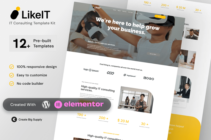 LikeIT - IT Consulting Agency Elementor Pro Template Kit