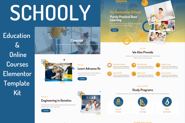 Schooly - Education & Online Courses Elementor Pro Template Kit
