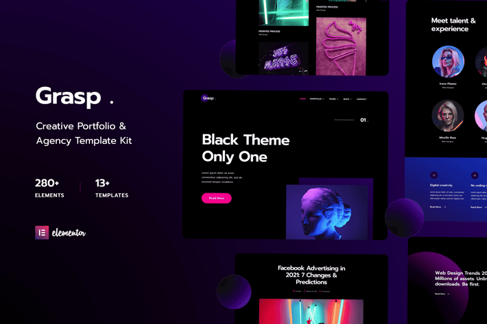 Grasp - Creative Portfolio & Agency Elementor Template Kit