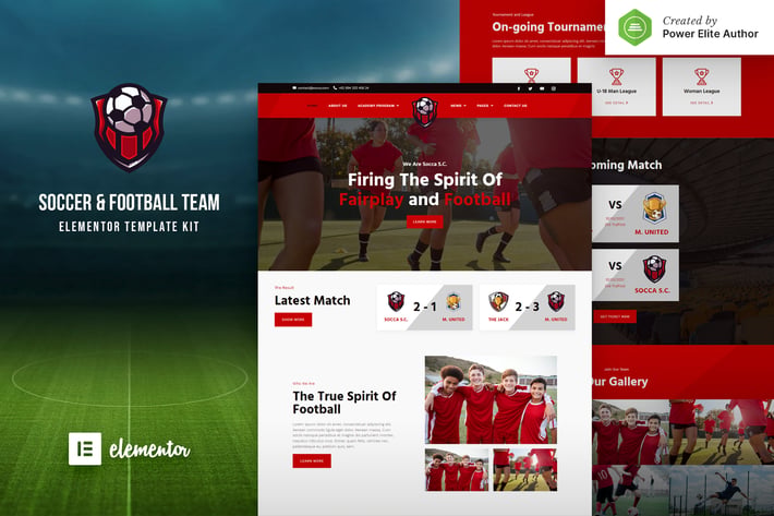 Socca – Football Team  & Sports Club Elementor Template Kit