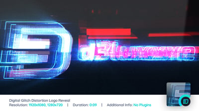 Digital Glitch Distortion Logo Reveal
