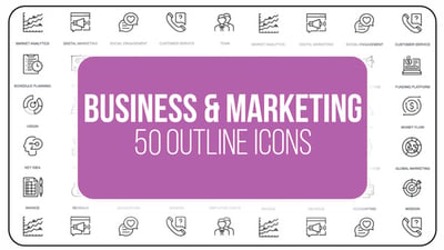 Marketing and Business - 50 Thin Line Icons
