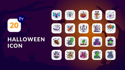 Halloween Animation Icons | Premiere Pro MOGRT