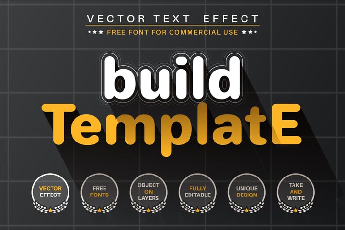 Build template - editable text effect,  font style