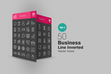 50 Business Line Inverted Icons