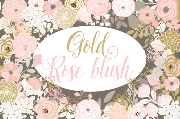 Vector Gold Rose Blush floral elements