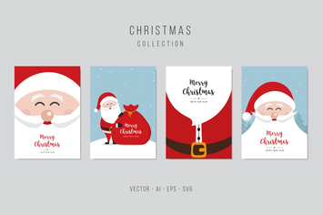 Christmas Santa Claus Vector Card Set. vol.3