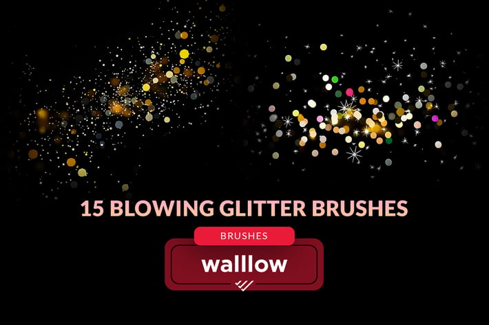 Blowing glitter gold dust bokeh photoshop brushes