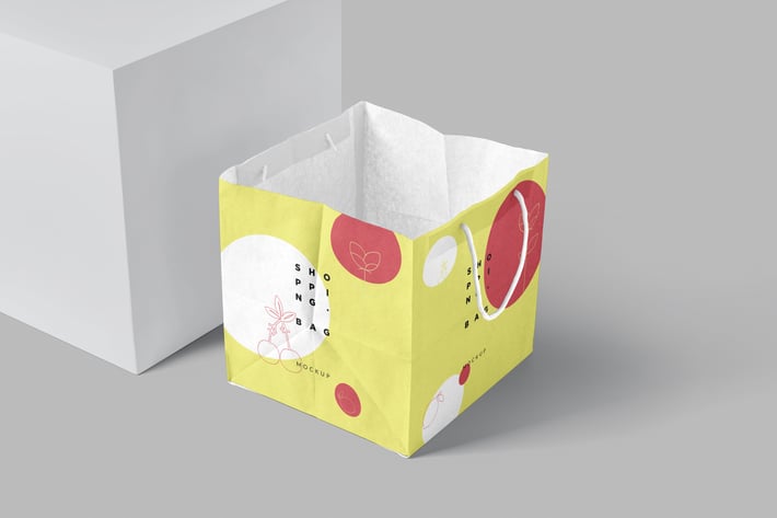 Square Kraft Paper Shopping Bag Mockups