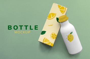 Bottle and box product mockup design