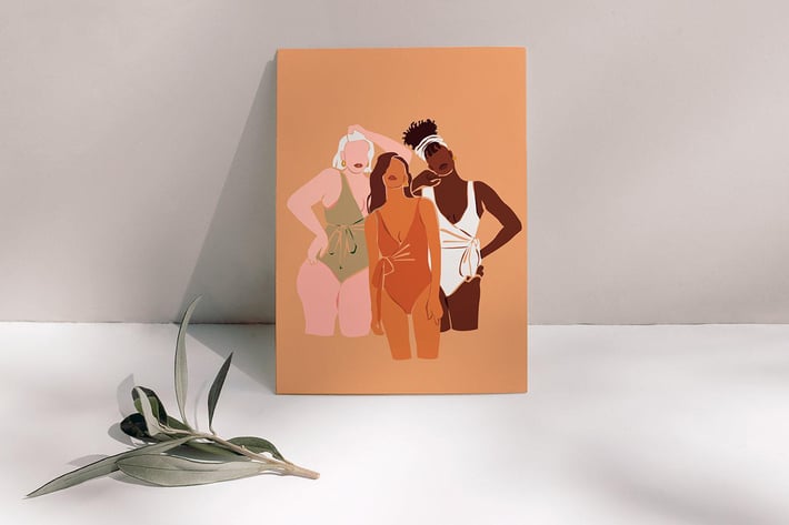 Summer Girls Portrait in Swimsuits Print