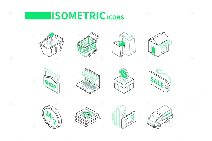 Online Shopping and Delivery - Isometric Icons