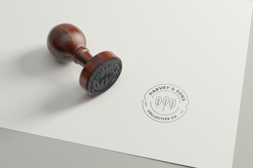 Rubber Stamp Logo Mockup - Round Version