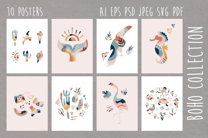 Summer Boho Cliparts 
