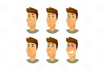 Male Facial Expressions - vector illustration