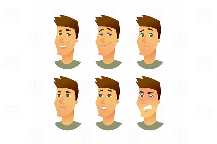 Male Facial Expressions - vector illustration