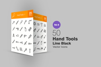 50 Hand Tools Line Icons