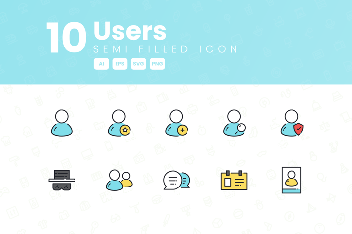 10 Users Semi Filled Icon Collection