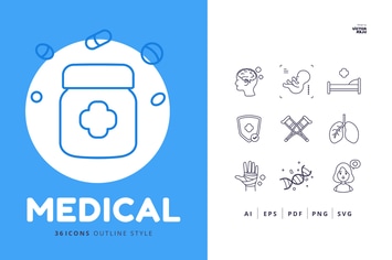 36 Medical Icons Outline Style