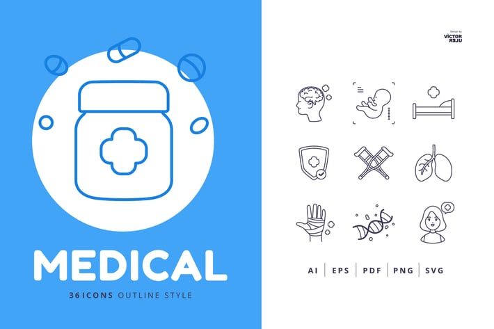 36 Medical Icons Outline Style