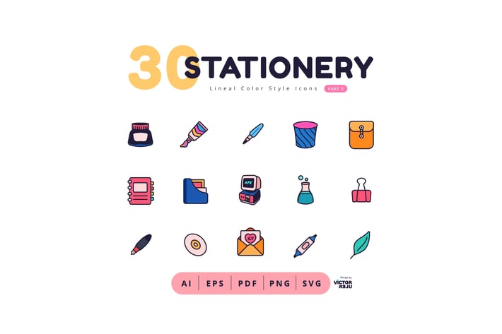 Stationery Icons Lineal Color Style - Part 2