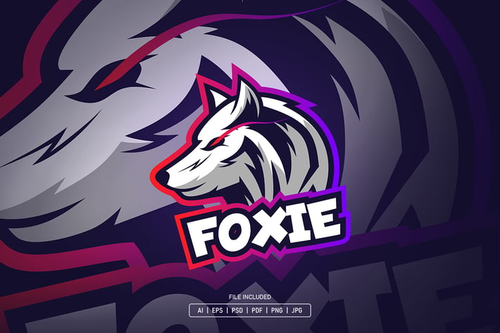 Gradient fox esport logo template