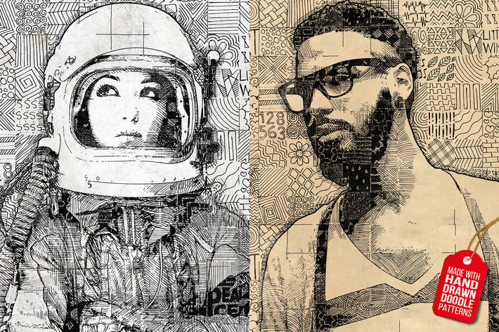 Doodle Mosaic Art Photoshop Action