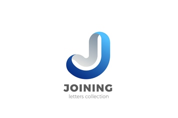 Letter J Logo design 3D Ribbon style