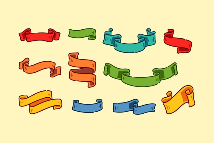 Colored Cartoon Ribbons