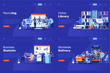 Set of Flat Design Landing Page Templates