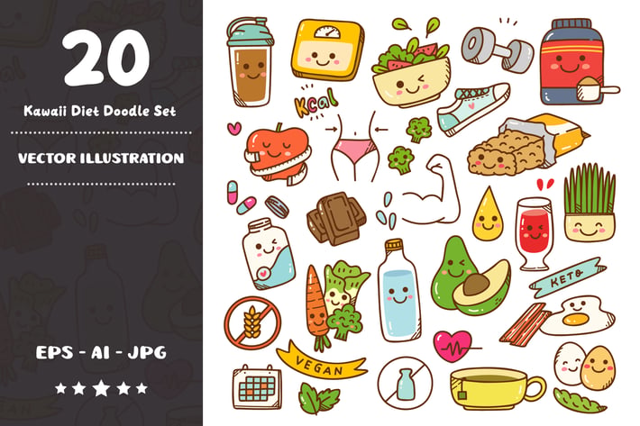 Kawaii Diet Doodle Set