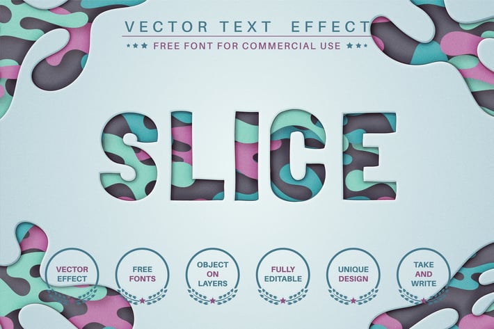 Slice paper - editable text effect,  font style. 