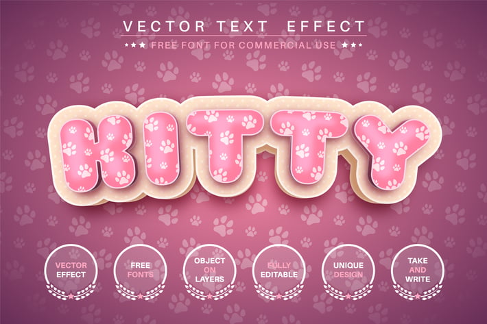 3D cat - editable text effect, font style