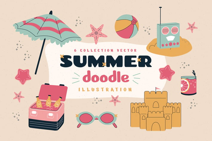 Summer Doodle Illustration Set