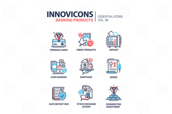 Banking Products - vector line design icons set