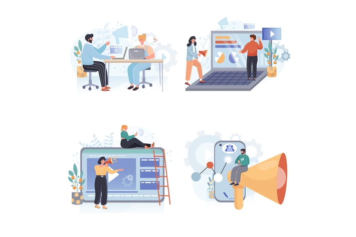 Digital Marketing Concept Scenes Set