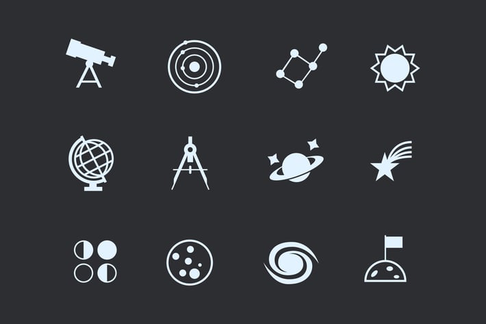 12 Astronomy and Space Icons