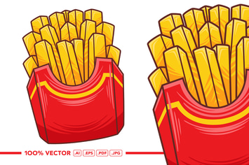 French Fries Vector in Flat Design Style