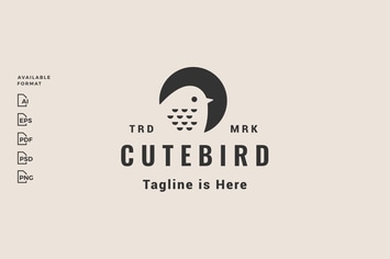 Cute Bird Hipster Logo