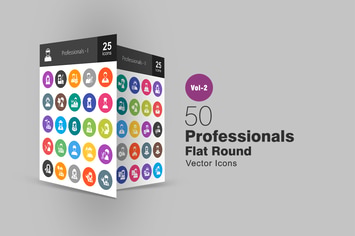 50 Professionals Flat Round Icons